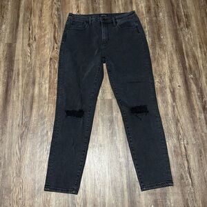 Driftwood Gizelle Slim Fit Jeans Women's 28 Distressed Black High Rise Denim